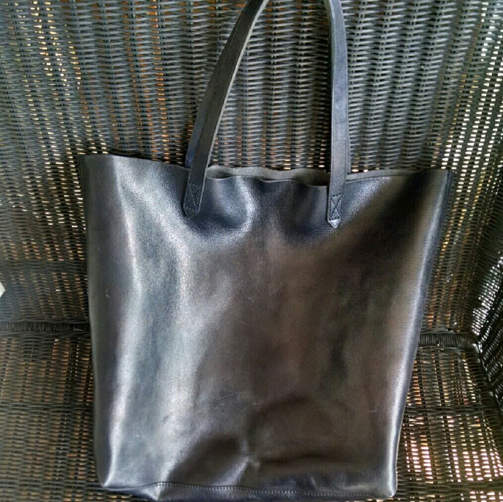 Madewell Dark BlueLeather Tote Bag